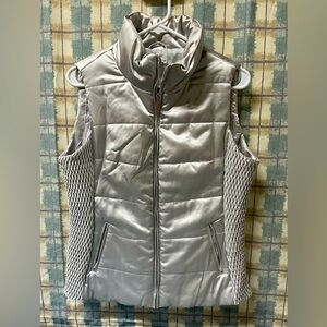 Liz Claiborne women’s zip,  puffer vest. Silver shine color. Size medium